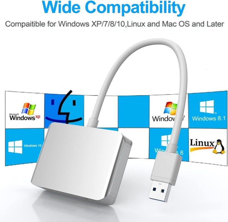 Rocketek XQD/SD/Micro SD Card Reader, Memory Multi-Card Reader/Writer/Adapter with 2 USB3.0 Port, Support Sony G/M Series Lexar 2933x/1400x USB Mark XQD Card, SD/SDHC/TF Card for Windows/Linux/Mac OS/Vista - Image 5